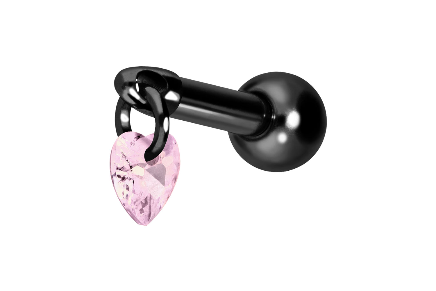 Titan Ohrpiercing mit Innengewinde KRISTALLHERZ